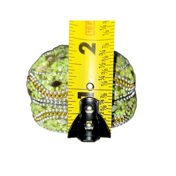 Vintage Round Nesting Trinket Boxes Green Beaded and Mirrored Four in One - Picture 12 of 12